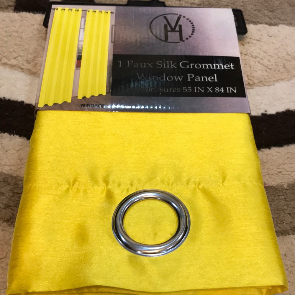 Yellow Faux Silk Grommet Window Panel